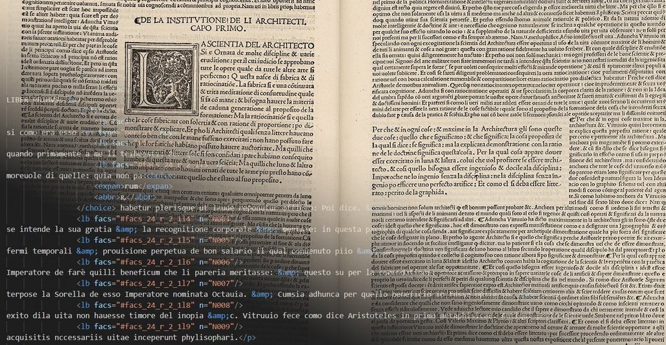 Page from Cesare Cesariano, Di Lucio Vitruvio Pollione De Architectura Libri Dece, Como, 1521 (BHMPI - Gf 200-1210 gr raro) - Processed Image.