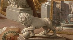 Giovanni Paolo Panini, Roma Moderna, 1757, Detail: Lion, Boston, Museum of Fine Arts.