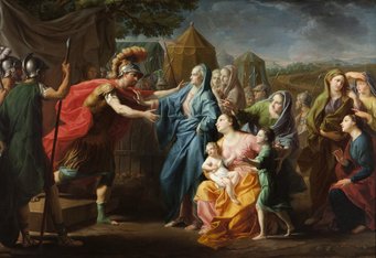 Francesco Cadet, Coriolanus persuaded by his family to spare Rome, Private Collection Francesco Cadet, Coriolanus persuaded by his family to spare Rome, Private Collection