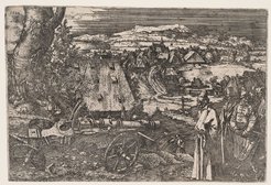 Albrecht Dürer, Landscape with a Cannon (with the rust marks), 1518, etching printed in black ink from iron plate on laid paper, 22 x 32.5 cm. Cambridge, MA. Harvard University Art Museums, Inv. G1113 (Photo Harvard University Art Museums).