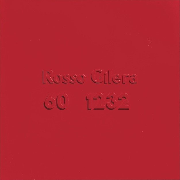 Alighiero Boetti, Rosso Gilera 60 1232, 1967, Industrial varnish on cardboard and cork letters and numbers, 71 x 71 cm, Private Collection, New York