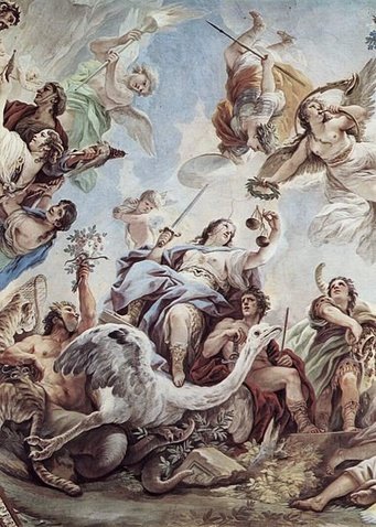 Luca Giordano, Allegory of Justice, 1684-6, fresco, Palazzo Medici-Riccardi. Luca Giordano, Allegory of Justice, 1684-6, fresco, Palazzo Medici-Riccardi.