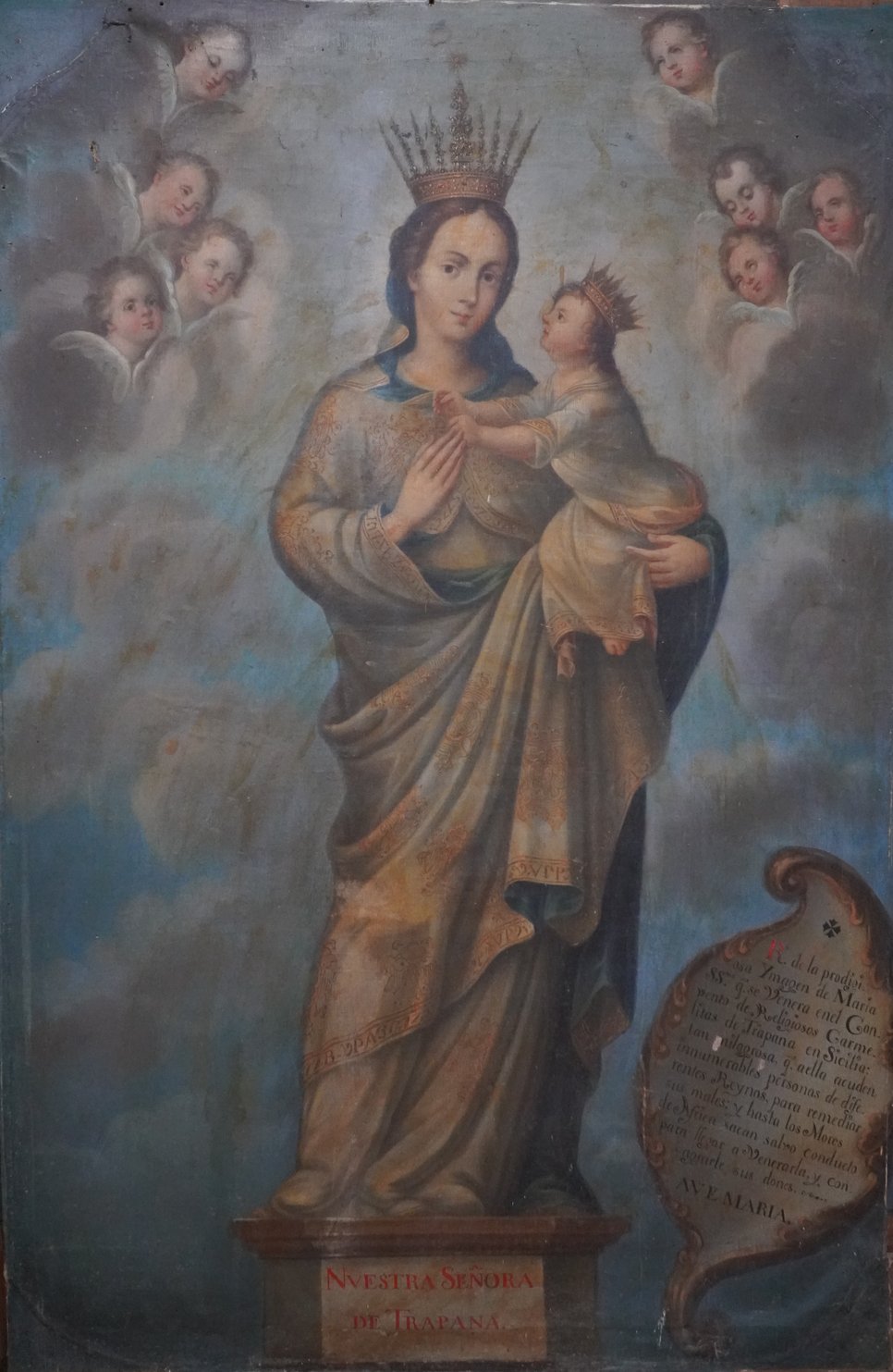 Anonymous, Nuestra Señora de Trapana, 18th century, oil on canvas, 244 x 137 cm. Morelia, Templo de San Juan Evangelista. (Photo Nora Guggenbühler)