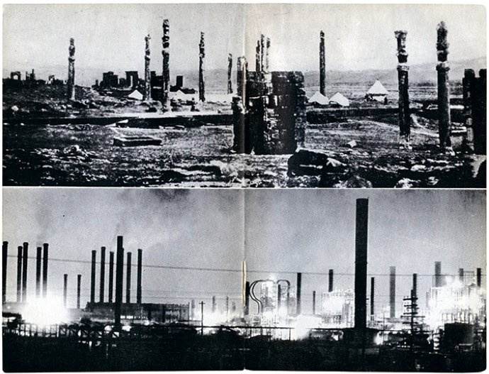 Illustration for Petite Planète, Iran, Seuil, Paris, 1957, photomontage by Chris Marker