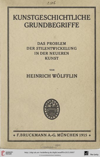 Heinrich Wölfflin, Kunstgeschichtliche Grundbegriffe, Munich 1915 (dust jacket) Heinrich Wölfflin, Kunstgeschichtliche Grundbegriffe, Munich 1915 (dust jacket)