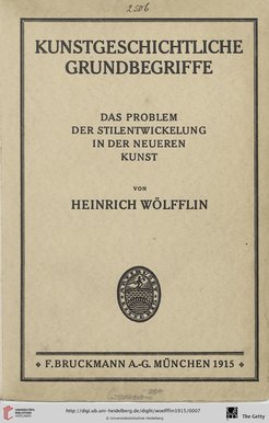 Heinrich Wölfflin, Kunstgeschichtliche Grundbegriffe, Munich 1915 (dust jacket)