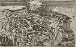 Catania during the earthquake of January 11, 1693, from the Staatsbibliothek zu Berlin - Preußischer Kulturbesitz, Handschriften Abteilung, YA 11990 m.