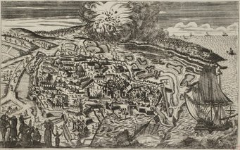 Catania during the earthquake of January 11, 1693, from the Staatsbibliothek zu Berlin - Preußischer Kulturbesitz, Handschriften Abteilung, YA 11990 m. Catania during the earthquake of January 11, 1693, from the Staatsbibliothek zu Berlin - Preußischer Kulturbesitz, Handschriften Abteilung, YA 11990 m.