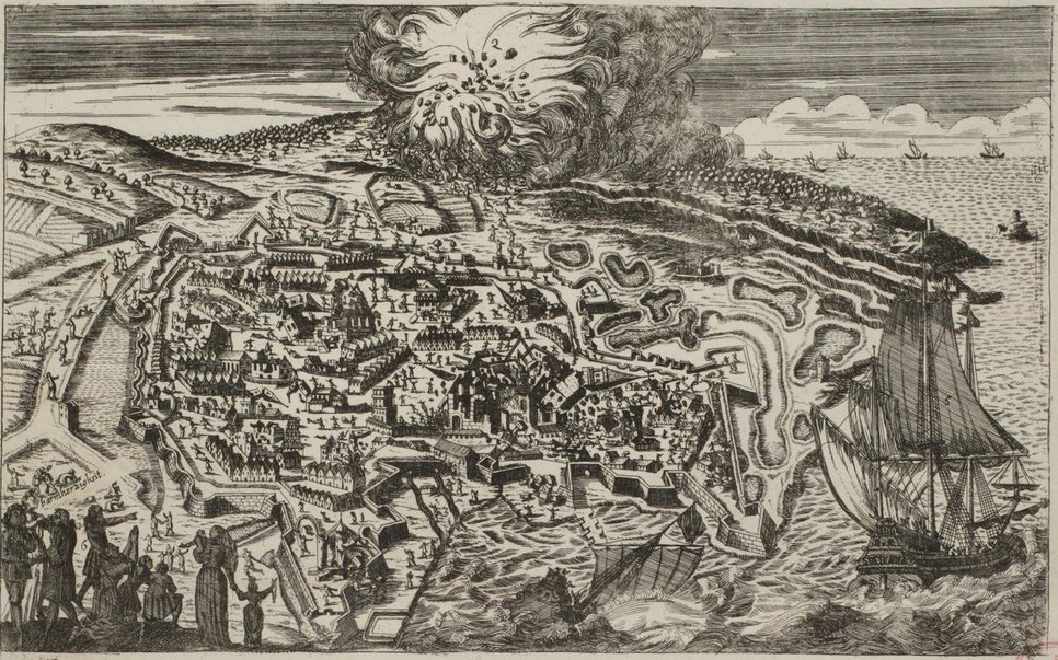 Catania during the earthquake of January 11, 1693, from the Staatsbibliothek zu Berlin - Preußischer Kulturbesitz, Handschriften Abteilung, YA 11990 m.