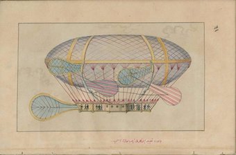 “Balon tabîr eyledikleri ecsâmın resmidir” (The object named balloon), in İngiltere Memalikiyle Londra Şehrine Seyahat (Travel to London and British Lands), undated, p. 61. Istanbul University Central Library, Rare Works Collection, Istanbul, public domain. “Balon tabîr eyledikleri ecsâmın resmidir” (The object named balloon), in İngiltere Memalikiyle Londra Şehrine Seyahat (Travel to London and British Lands), undated, p. 61. Istanbul University Central Library, Rare Works Collection, Istanbul, public domain.