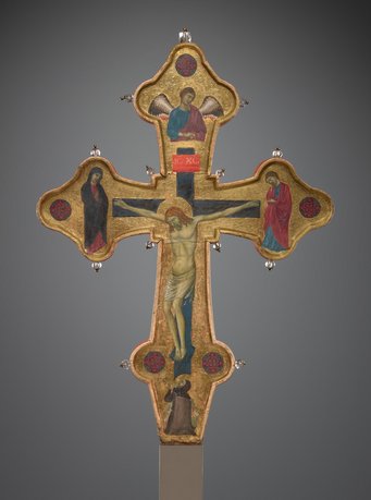Master of the Gubbio Cross, Double-Sided Processional Cross, c. 1310, 51.8 × 37.5 × 1.8 cm. New Haven, Yale University Art Gallery. Master of the Gubbio Cross, Double-Sided Processional Cross, c. 1310, 51.8 × 37.5 × 1.8 cm. New Haven, Yale University Art Gallery.
