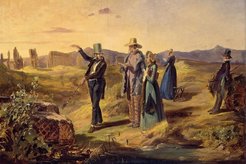 Carl Spitzweg, English Tourists in Campagna Romana, 1845, oil on paper, 40x50 cm. Berlin, Alte Nationalgalerie