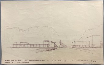 Arrangement of the monument to C.L. Druso at the entrance to the bridge of the same name (Sistemazione del monumento a C.L. Druso all'imbocco del ponte omonimo), 1930s. Stadtarchiv Bozen. Photo credit: Elisabetta Rattalino Arrangement of the monument to C.L. Druso at the entrance to the bridge of the same name (Sistemazione del monumento a C.L. Druso all'imbocco del ponte omonimo), 1930s. Stadtarchiv Bozen. Photo credit: Elisabetta Rattalino