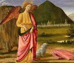 Workshop of Ghirlandaio, detail from Tobias and the Angel (c. 1479), predella panel from the high altarpiece of San Giusto alle Mura (Metropolitan Museum of Art, New York)