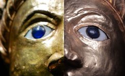 The face of the Majesty of Sainte Foy under different lighting conditions, in Conques, France. The face was made c. 300-400, reliquary made after 888 and remade c. 985 with later additions. Photo credit: Anna Kelblová.