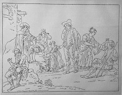 Olivo D’Anna, Diversi gesti mutoloparlanti napolitani, from “Bambocciate napoletane. 26 disegni inediti di D’Anna”, testo di Gino Doria, Naples, 1961, tav. II