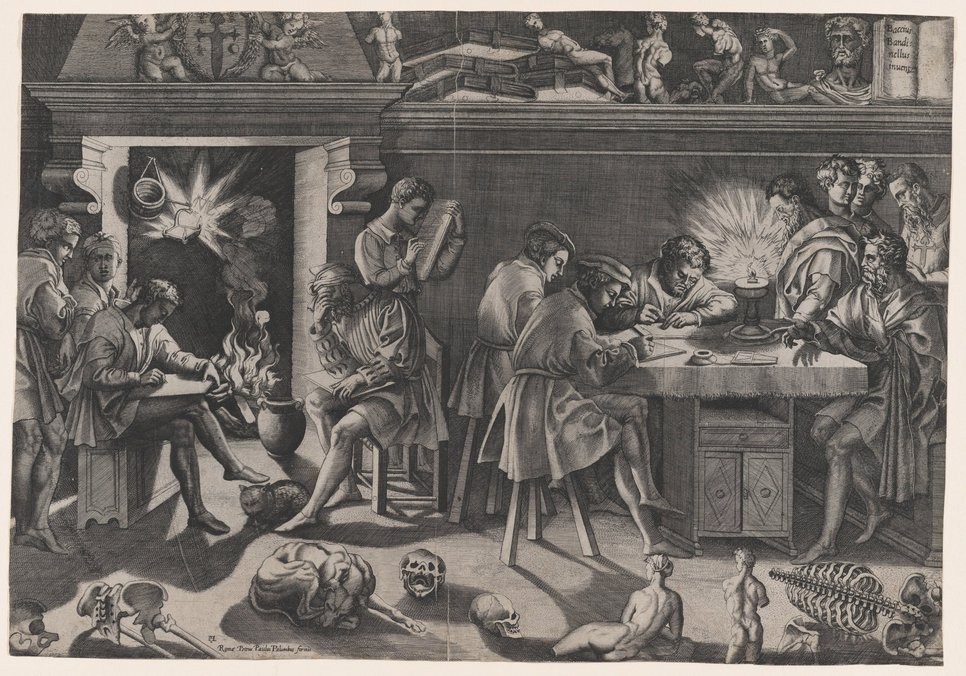 Enea Vico after Baccio Bandinelli, The Academy of Baccio Bandinelli, ca. 1544, Engraving; first state of two, 306 x 438 mm. New York, The Metropolitan Museum of Art (Purchase, Joseph Pulitzer Bequest, 1917)