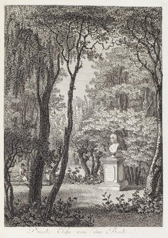 Bust of Elisa von der Recke in the garden of Seiferdorfer Schloss near Dresden, etching by Wilhelm Gottlieb Becker, Wikimedia Commons Bust of Elisa von der Recke in the garden of Seiferdorfer Schloss near Dresden, etching by Wilhelm Gottlieb Becker, Wikimedia Commons
