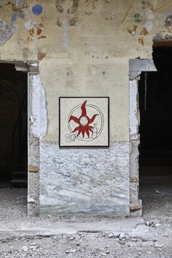 Grégory Sugnaux, “Did you enjoy it?”, 2023, mixed techniques on canvas, 80x80cm, credit: Enrico Fontolan