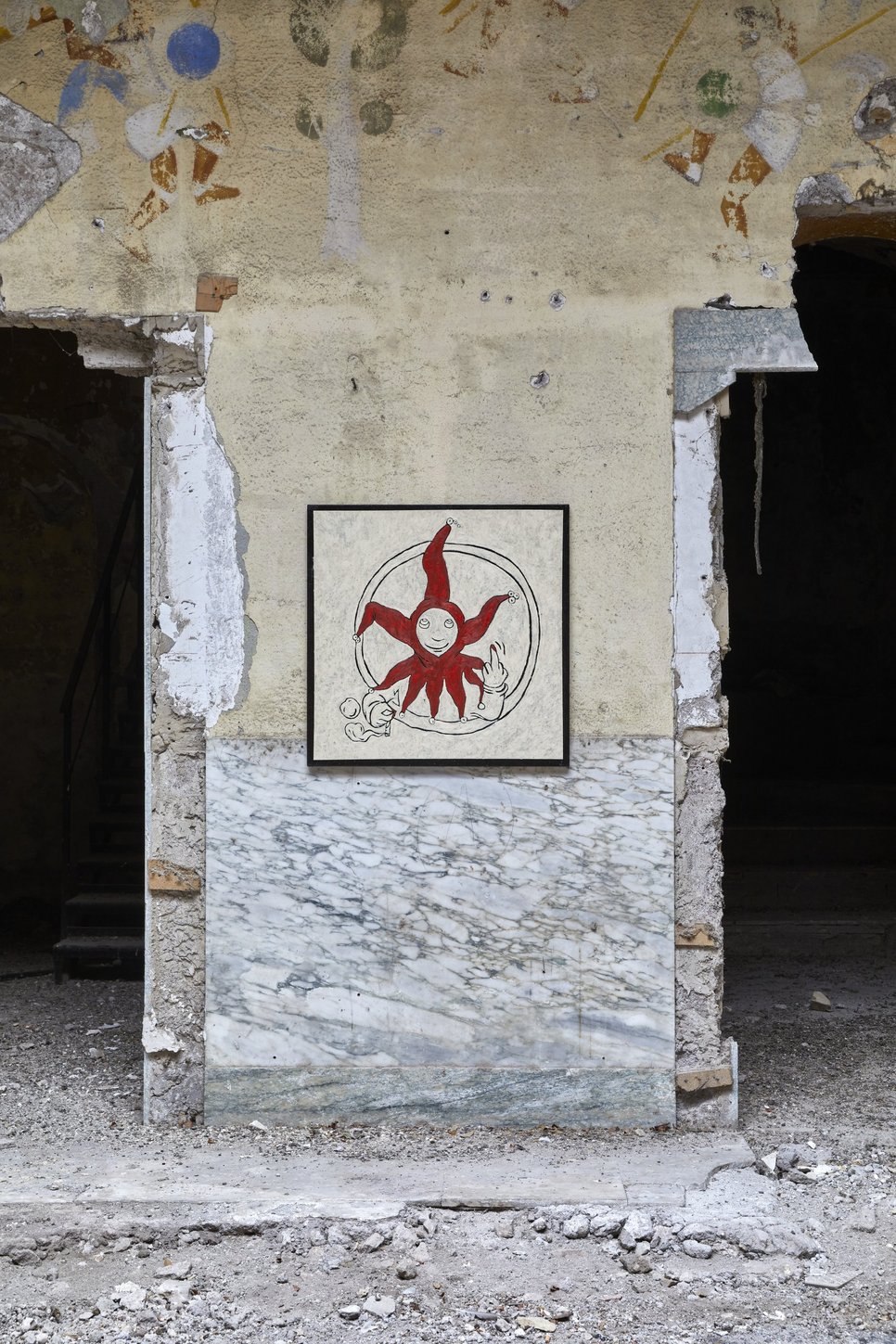 Grégory Sugnaux, “Did you enjoy it?”, 2023, mixed techniques on canvas, 80x80cm, credit: Enrico Fontolan