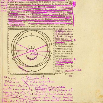 Example page crop with seventeenth-century reader annotations (highlighted in pink), HAB Wolfenbüttel Example page crop with seventeenth-century reader annotations (highlighted in pink), HAB Wolfenbüttel