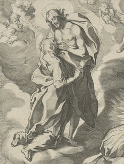 Pieter de Jode I after Francesco Vanni, Vita, mors, gesta, et miracula quedam selecta B. Catherinae Senensis, copperplate engraving on paper, 1597, Rijksmuseum, Amsterdam, Netherlands.