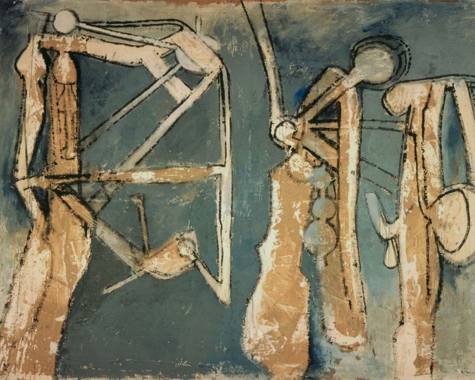 Roberto Matta, Three Figures, c. 1958, M.T. Abraham Foundation, Wikimedia Commons.