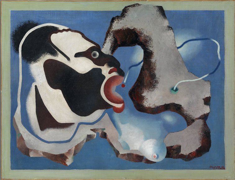 Enrico Prampolini, Apparizione magica (Visione magica), 1931, oil on canvas applied on masonite, 89 x 116 cm, Rovereto, Mart, Collezione VAF-Stiftung
