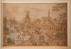 Henrick van Cleve III, Capriccio of Rome, 1588. Pen in brown, gray-blue, red-brown and light brown wash, 173 x 254 mm. Antwerp, private collection