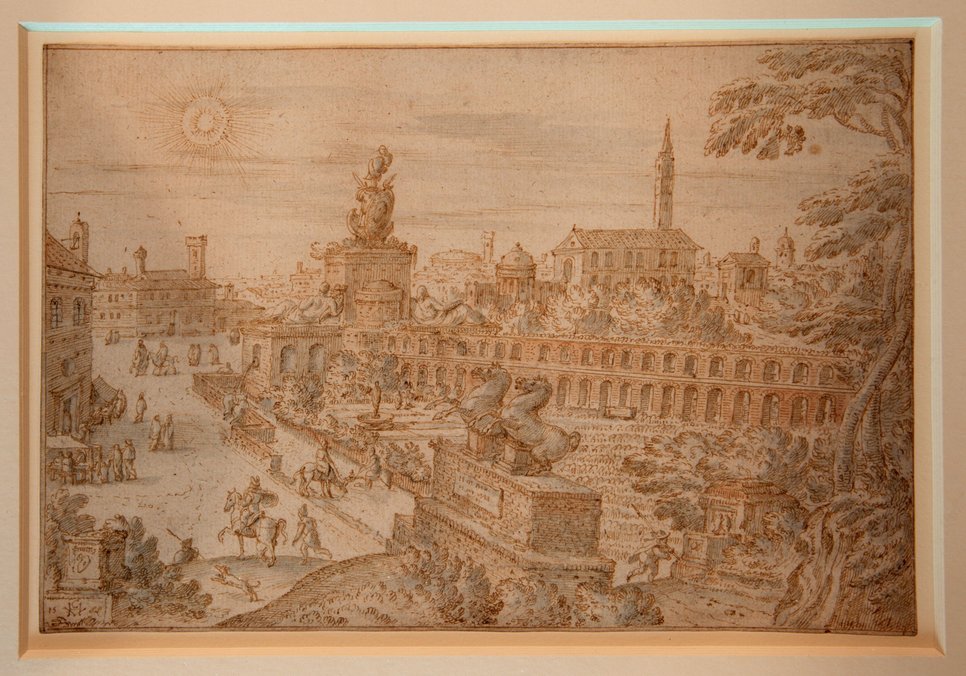 Henrick van Cleve III, Capriccio of Rome, 1588. Pen in brown, gray-blue, red-brown and light brown wash, 173 x 254 mm. Antwerp, private collection