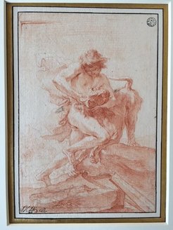 Gian Lorenzo Bernini, David and the Lion, c. 1631, red chalk heightened with white on paper, H. 21 x L. 14 cm., Paris, musée du Louvre, Inv 12093 ©Victor Hundsbuckler, 2024.