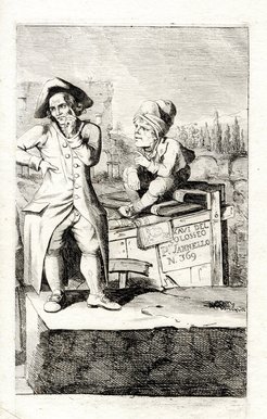 Bartolomeo Pinelli (attributed), Caricature of Abate Carlo Fea, Etching, third state, detail of a cartoon formerly twice as large about the excavations of the Arena of the Colosseum (after 1813), Biblioteca dell'Accademia di architettura, Mendrisio – Università della Svizzera italiana
