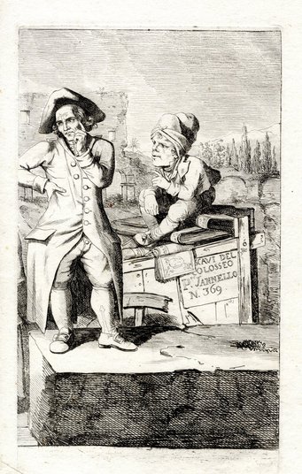 Bartolomeo Pinelli (attributed), Caricature of Abate Carlo Fea, Etching, third state, detail of a cartoon formerly twice as large about the excavations of the Arena of the Colosseum (after 1813), Biblioteca dell'Accademia di architettura, Mendrisio – Università della Svizzera italiana Bartolomeo Pinelli (attributed), Caricature of Abate Carlo Fea, Etching, third state, detail of a cartoon formerly twice as large about the excavations of the Arena of the Colosseum (after 1813), Biblioteca dell'Accademia di architettura, Mendrisio – Università della Svizzera italiana